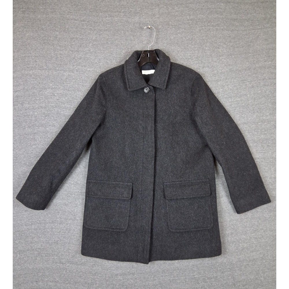 J Crew Womens Jacket Petite Sm Charcoal Gray Wool Pea Coat Preppy Academia‎ Y2K